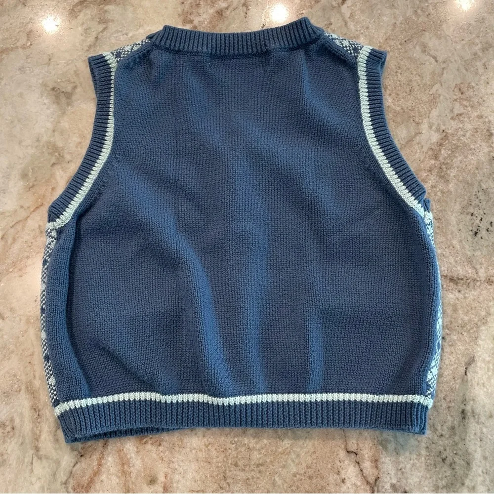 Janie and Jack Argyle Sweater Vest Layette 0-3 Months buttons